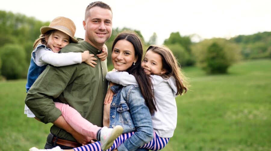 Attivita aria aperta con famiglia